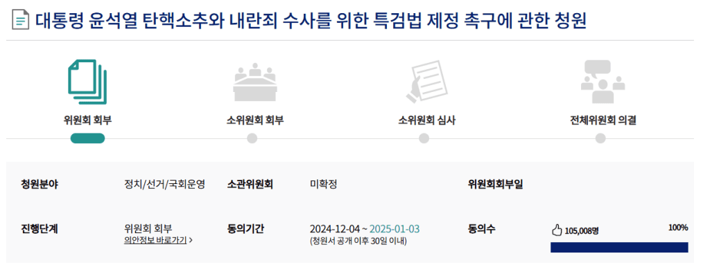 윤석열 탄핵소추 내란죄 수사 청원 바로가기